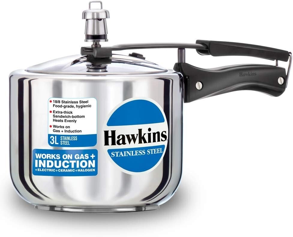 Hawkins Stainless Steel Tall Pressure Cooker, 3 Litre Capacity  Free Shipping